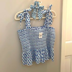 NWT J. Crew Tie Strap Top & Hair Bow